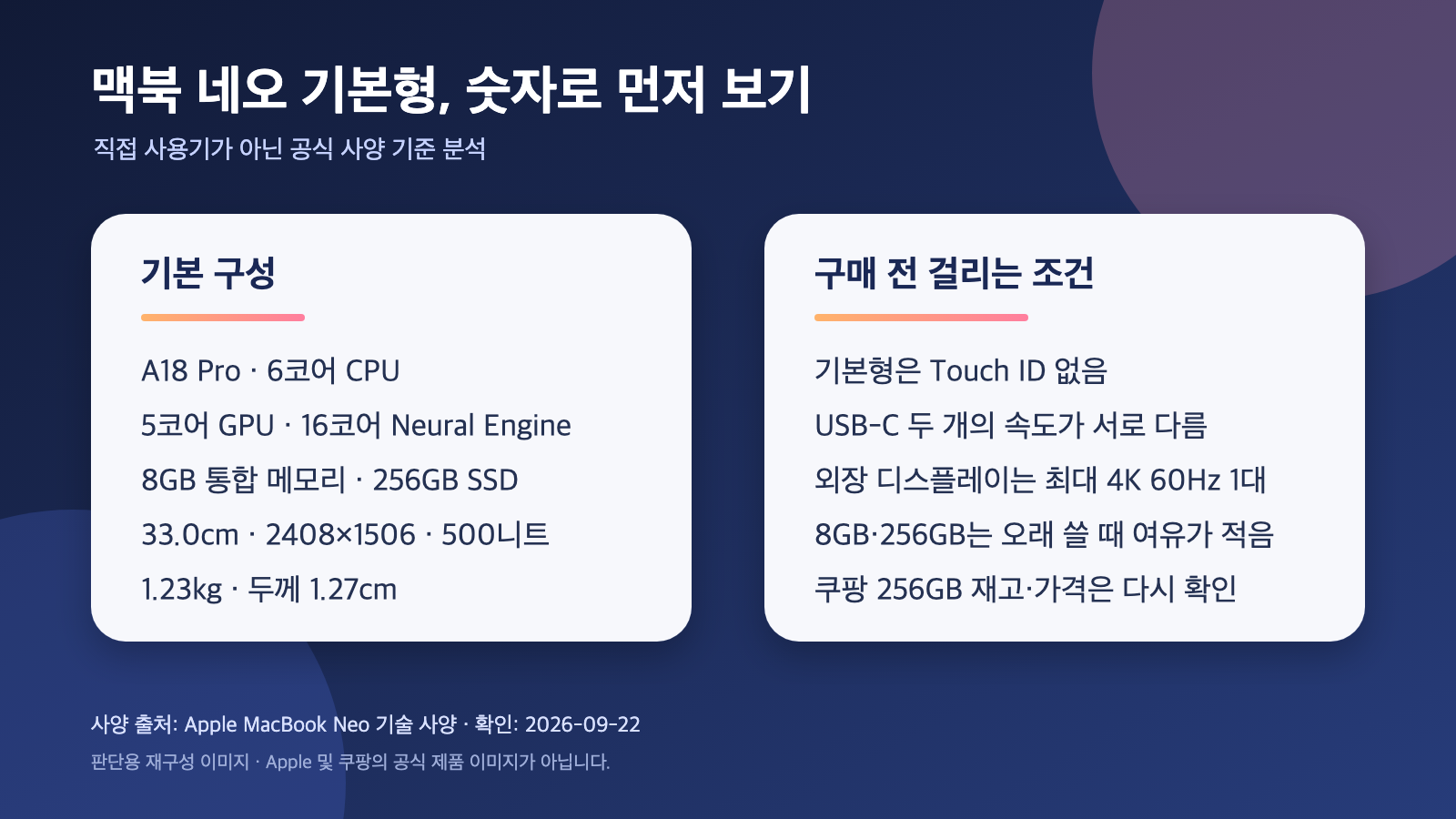 맥북 네오 기본형 사양과 구매 전 확인 조건